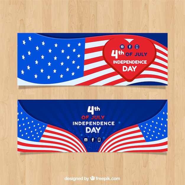 Usa independence banners with flat design