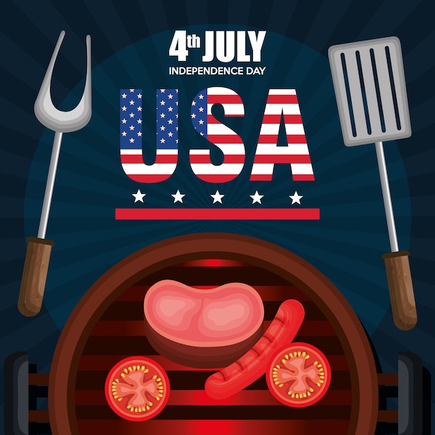 Free Vector usa independence day barbeque party