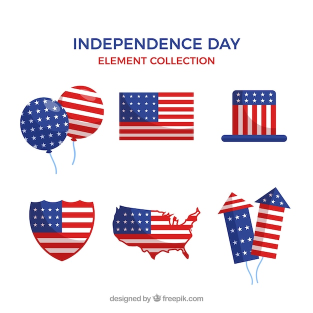 Usa independence day flat element collection