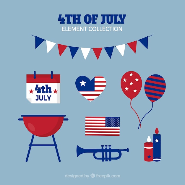 Free Vector usa independence day flat element collection