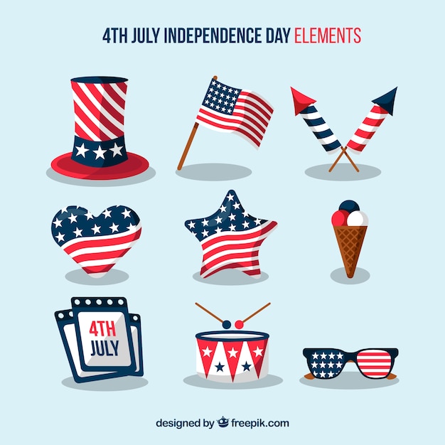 Usa independence day flat element collection