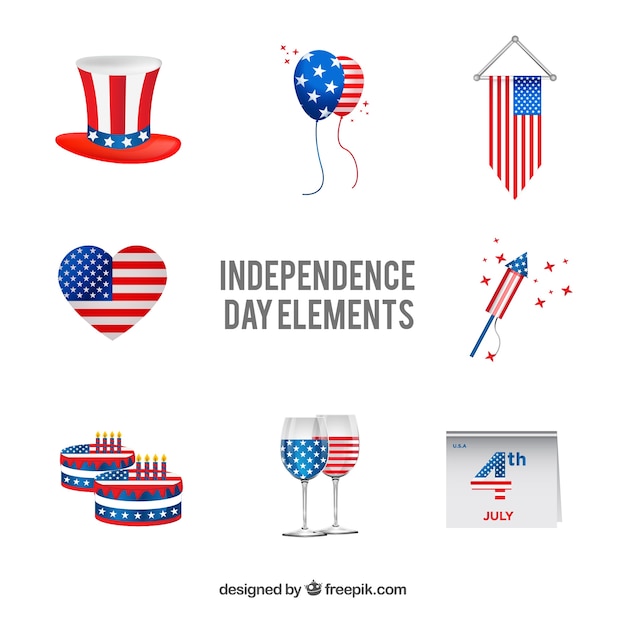 Usa independence day flat element collection