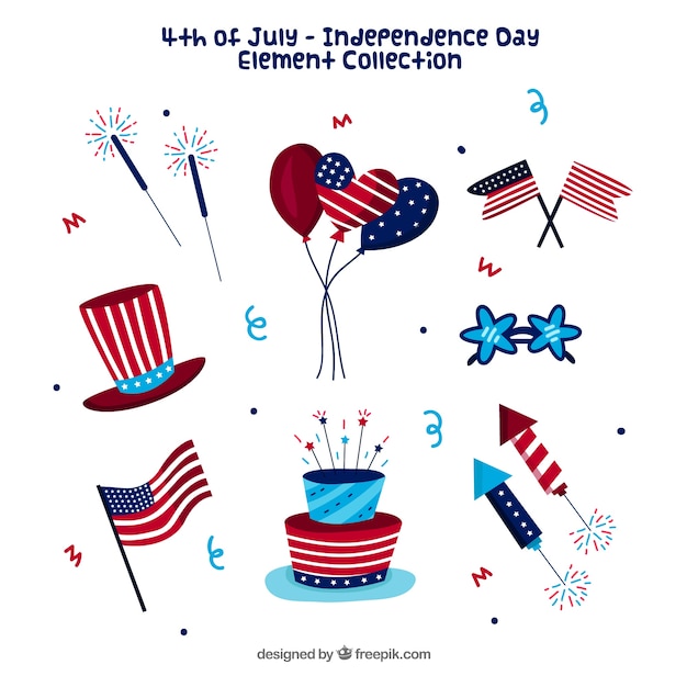 Free Vector usa independence day flat element collection