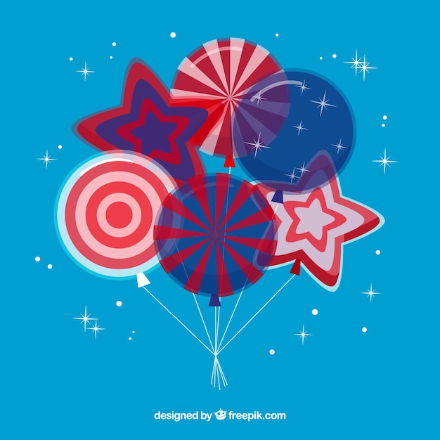 Free Vector usa independence day with flat balloons