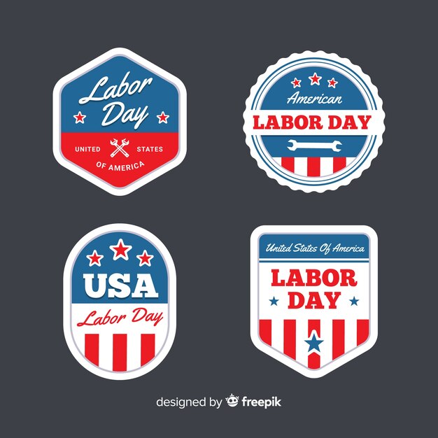 Usa labor day badge collection in flat style