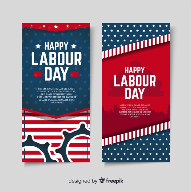 Usa labor day banners in flat style