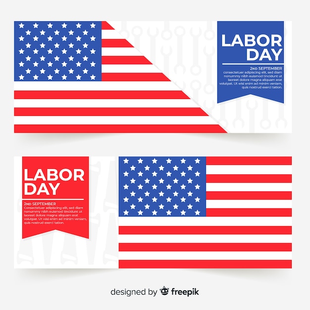 Usa labor day banners in flat style