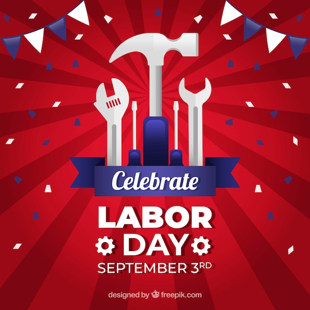 Usa labor day composition with flat design