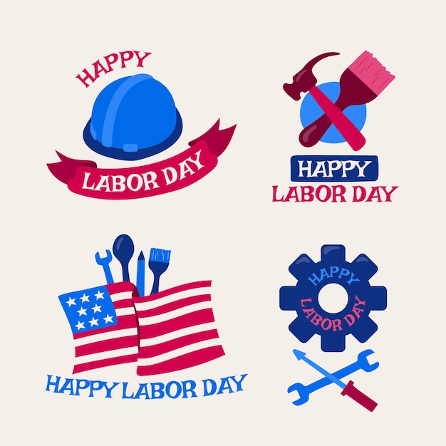 Usa labor day labels collection