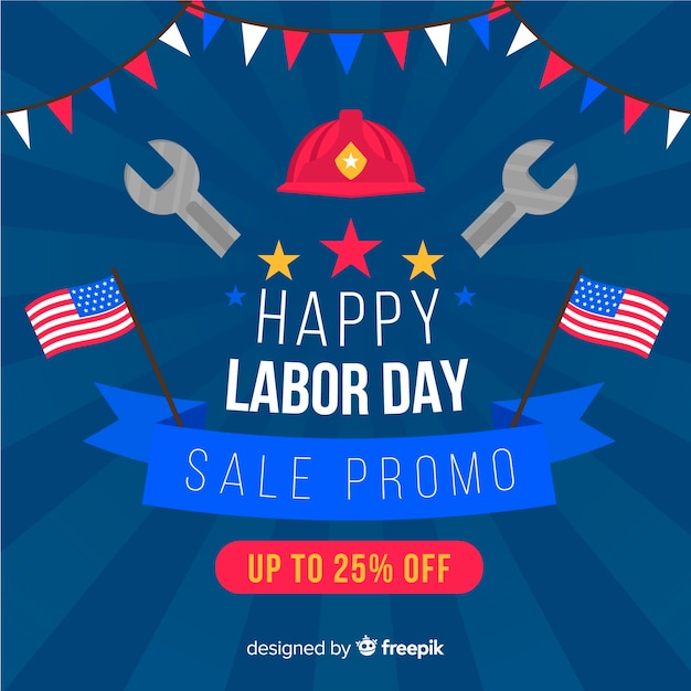 Usa labor day sales background in flat style