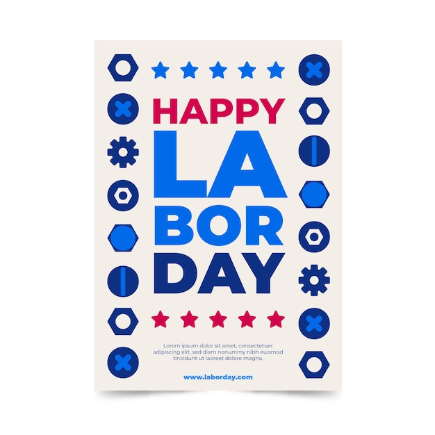 Free Vector usa labor day vertical flyer template