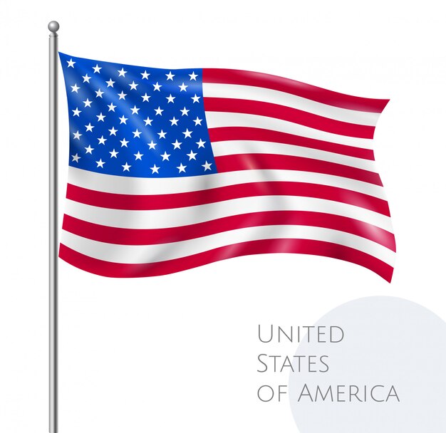 USA national flying flag with stars and stripes realistic