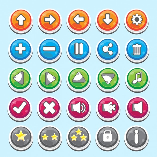 Useful buttons in cartoon style