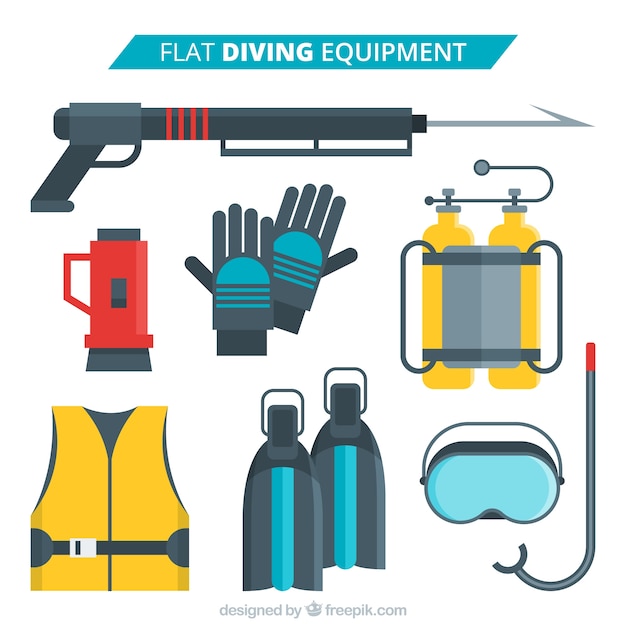 Free Vector useful diving elements in flat design 