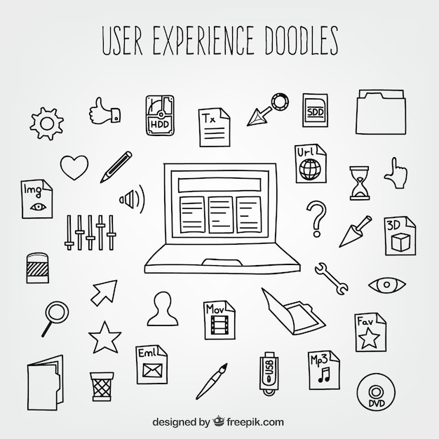 user experience doodles with icons