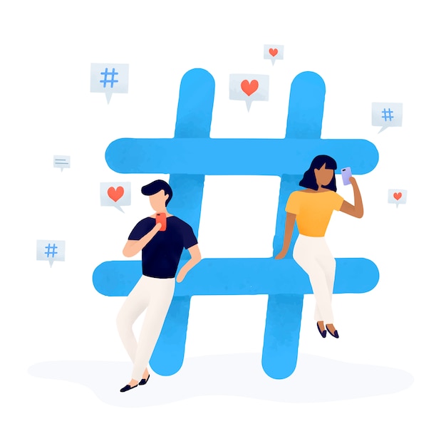 Free Vector users with a hashtag vector