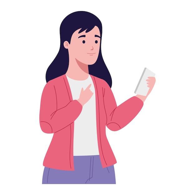 Free Vector using smartphone female