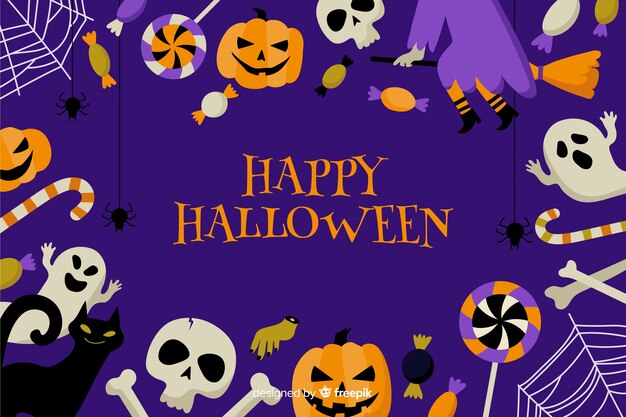 Ute halloween background with flat design