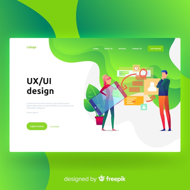 UX, UI design landing page