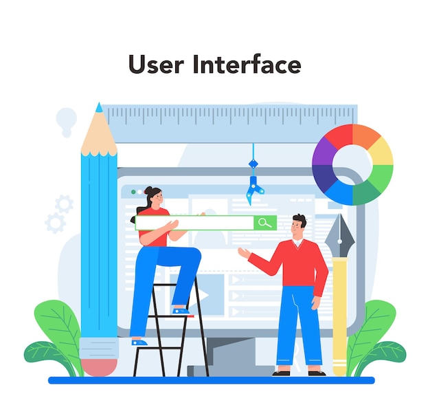 Free Vector ux ui designer concept app interface improvement user interface experience modern technology concept flat vector illustration