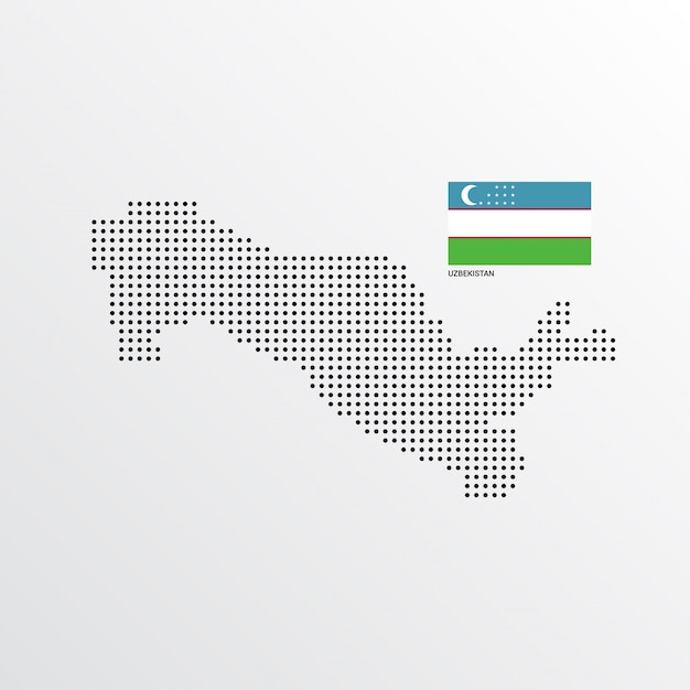 Uzbekistan Map design with flag and light background vector 