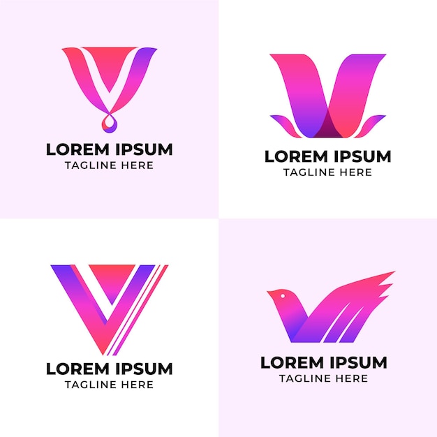 Free Vector v logo collection template