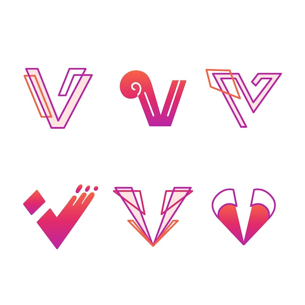 V logo template pack