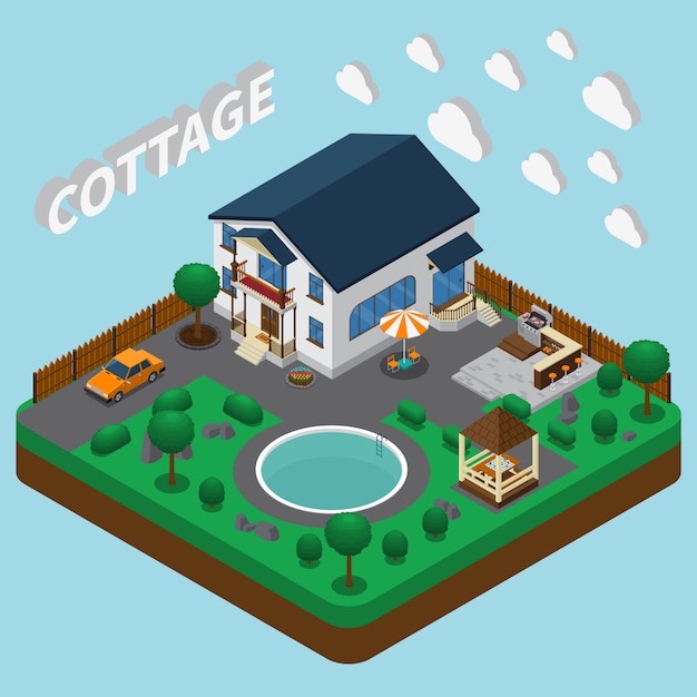 Free vector vacation home isometric