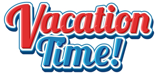 Vacation time text icon on white background