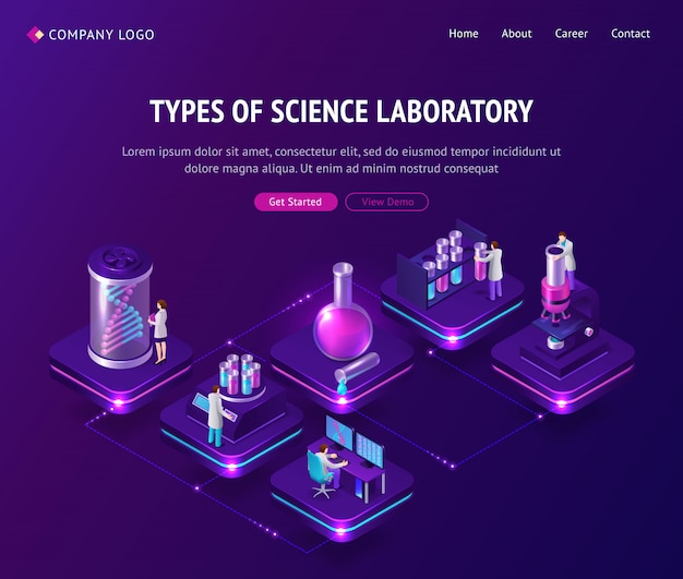 Vaccine development laboratory isometric landing