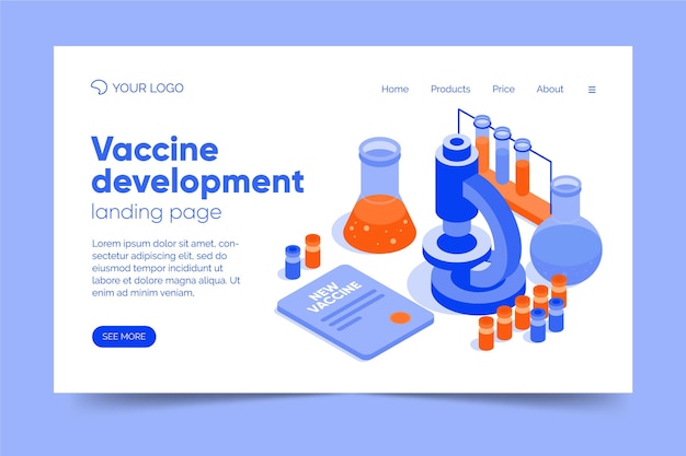 Free vector vaccine development landing page template