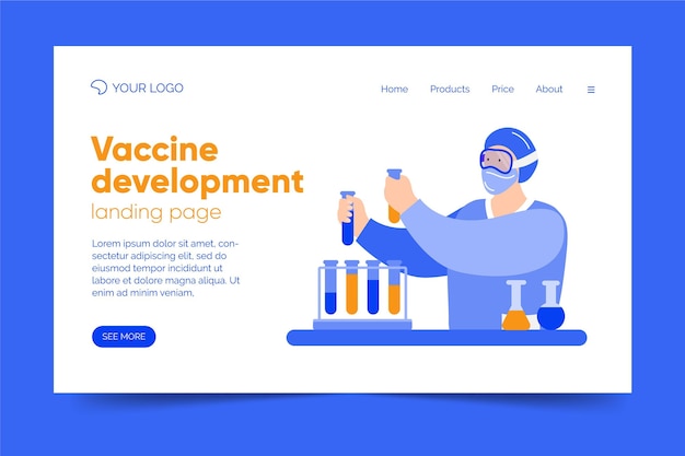 Free Vector vaccine development landing page