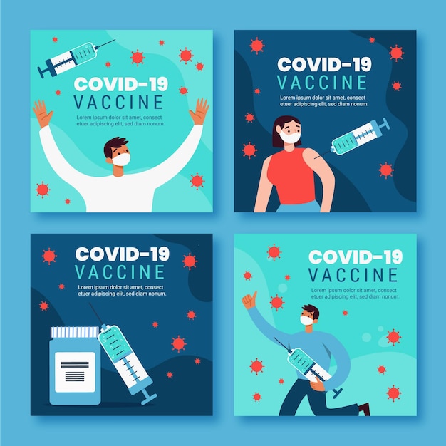 Free Vector vaccine instagram posts collection