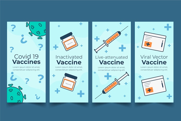 Free Vector vaccine instagram stories collection with photos