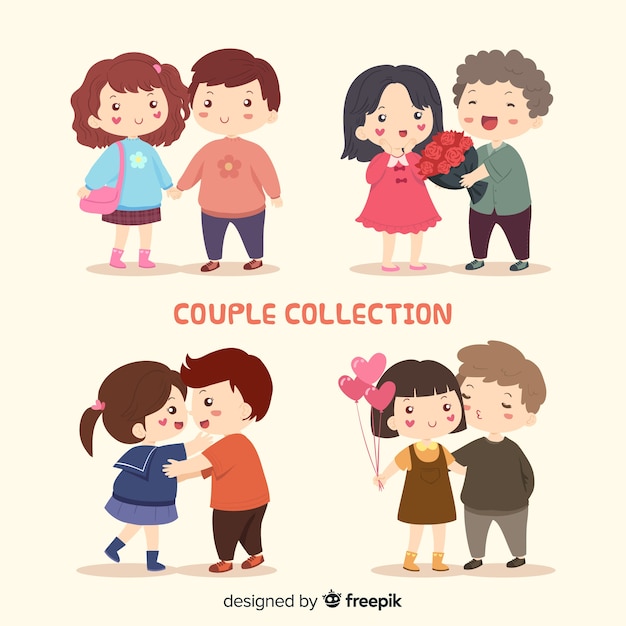 Free Vector valentine adorable couple collection