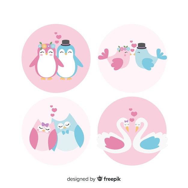 Free vector valentine animal couple collection