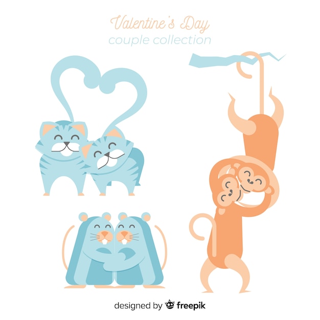 Free Vector valentine animal couple pack