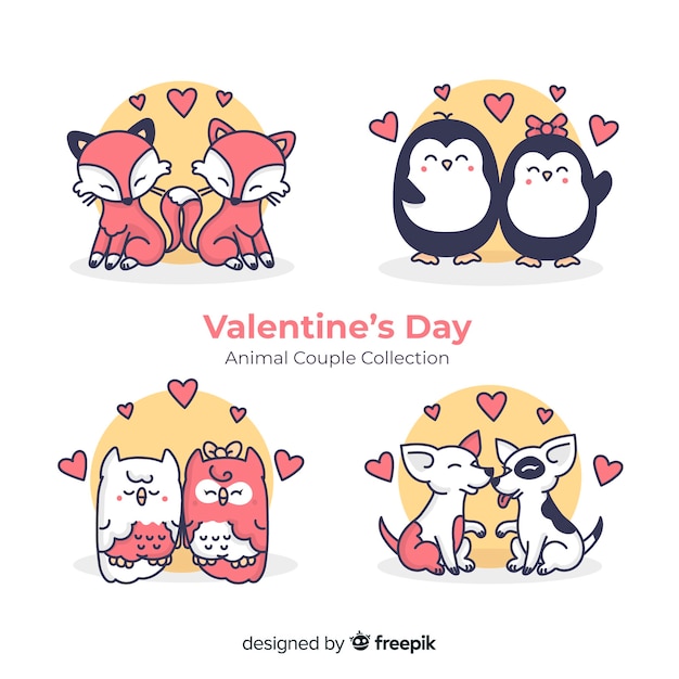 Valentine animal couple set