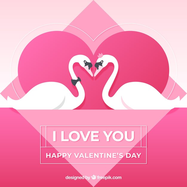 Valentine background with swans