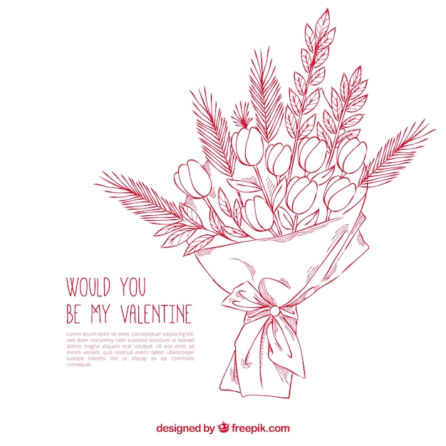 Free Vector valentine bouquet in hand-drawn style