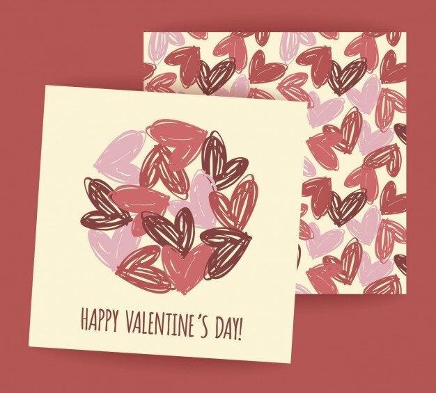 Valentine card with circle made with hearts