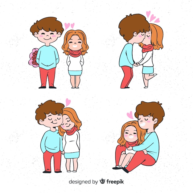 Free Vector valentine cartoon couple collection