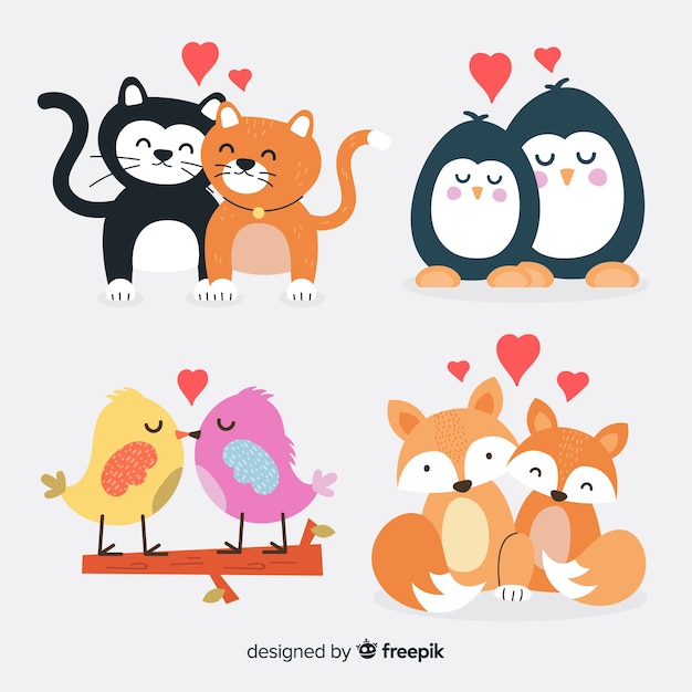 Valentine cute animal couple pack