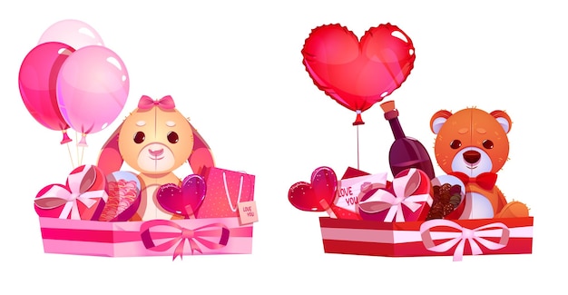 Free Vector valentine day or birthday present packs