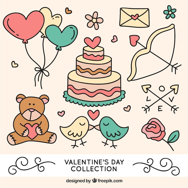 Free Vector valentine day cute elements pack