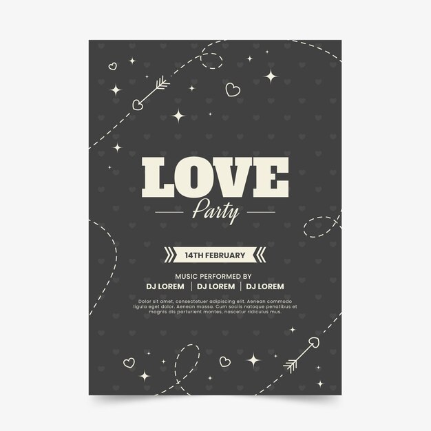 Free Vector valentine day party flyer template