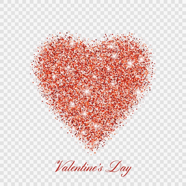 Free vector valentine day red glitter shiny heart. vector illustration love heart symbol