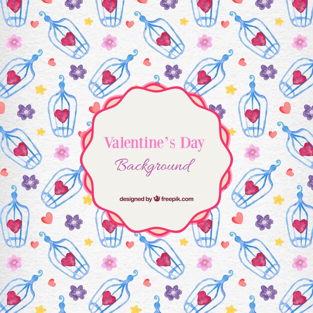 Valentine Day Watercolor Background