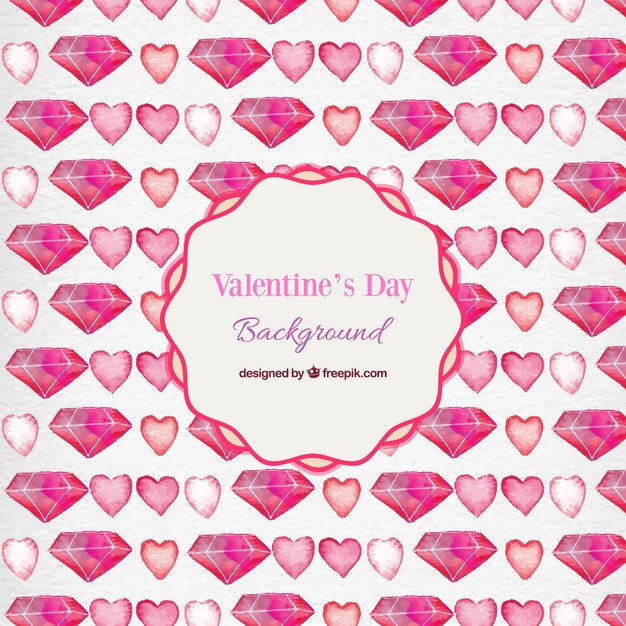 Valentine Day Watercolor Diamonds Pattern