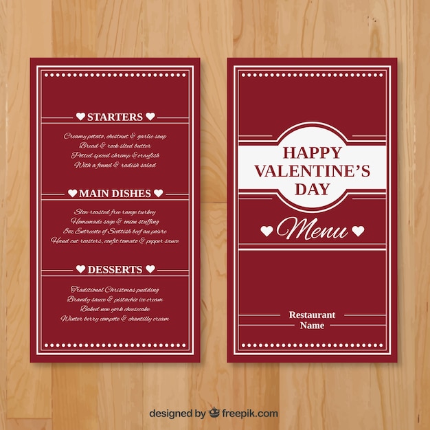 Valentine elegant menu template